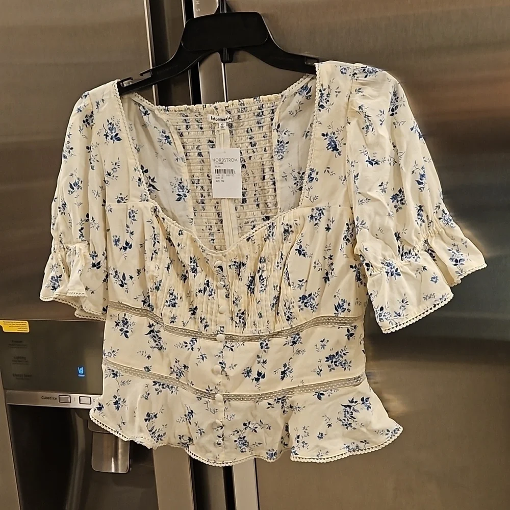 💕REFORMATION💕 Daphne Top ~ Orlaya Floral Print 10 NWT
